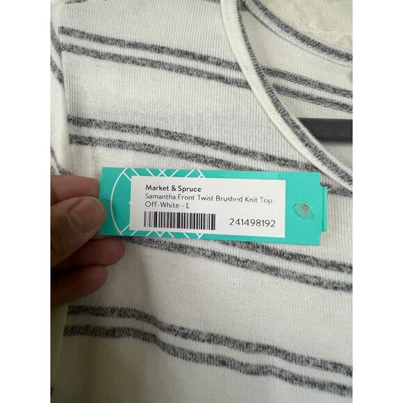 Market & Spruce Samantha Front Twist Brushed Knit Top off White Size Large - Picture 4 of 5